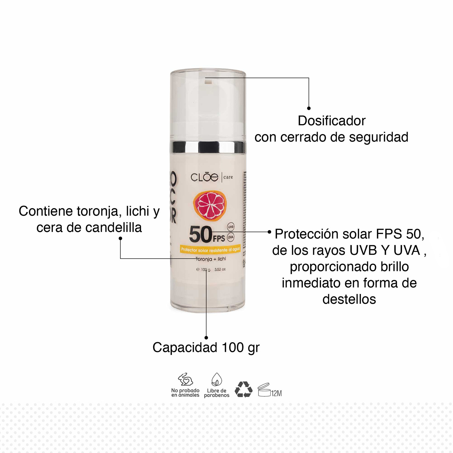PROTECTOR SOLAR CORPORAL WATERPROOF 50 FPS + FILTROS UV CLOE CARE (PROTECTOR SOLAR CORPORAL FPS 50)